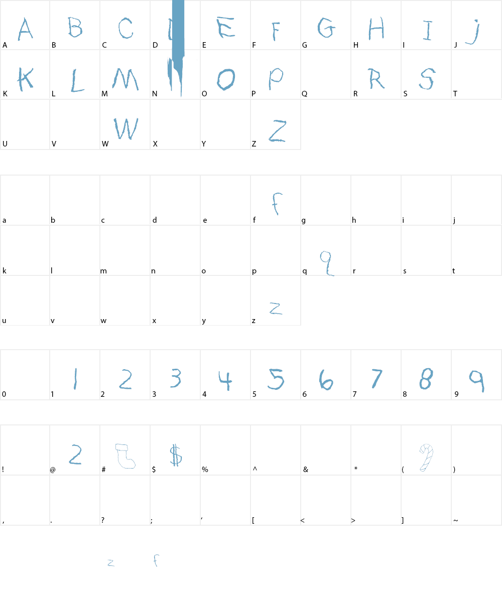 Mikie's Christmas List Font Character